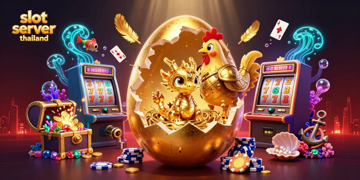 Experience excitement at the slot server thailand with a vibrant dragon, golden eggs, and colorful gems.