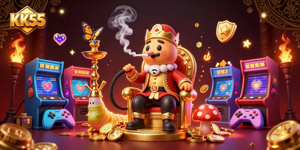 Engage in thrilling poker action at KK55 with colorful characters and vibrant casino aesthetics.